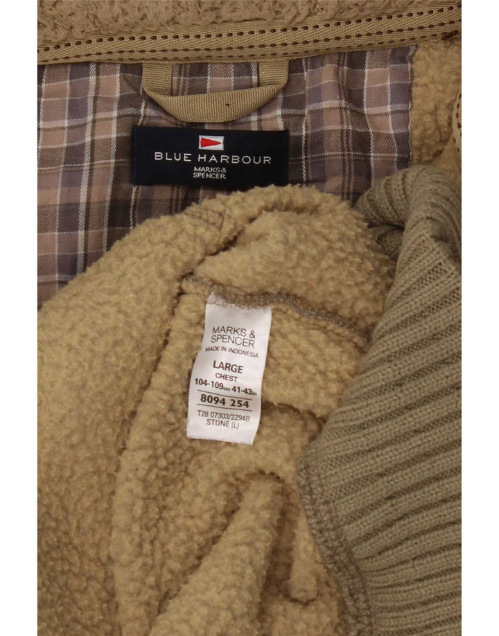 Suéter masculino Marks & Spencer Blue Harbor Zip com capuz grande poliéster cáqui