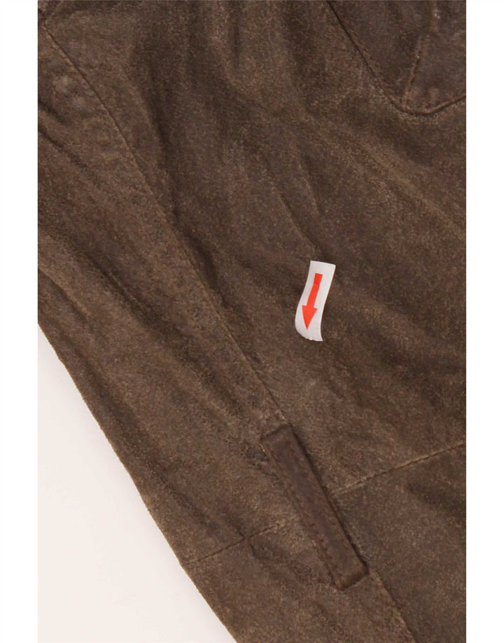 Jaqueta utilitária de couro para motocicleta masculina vintage Reino Unido 38 marrom médio