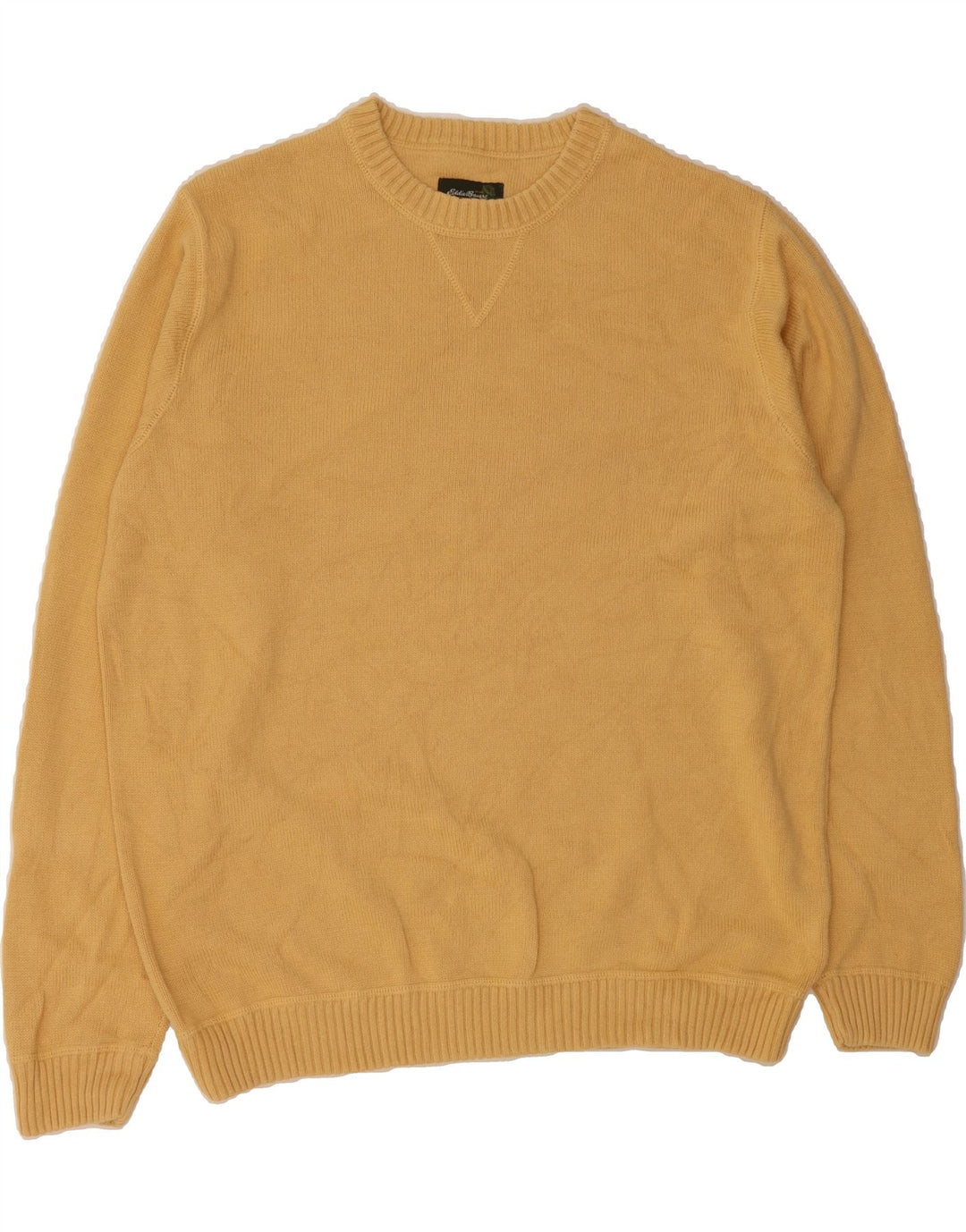 EDDIE BAUER Mens Tall Crew Neck Jumper Sweater XL Yellow Cotton Vintage Eddie Bauer and Second-Hand Eddie Bauer from Messina Hembry 