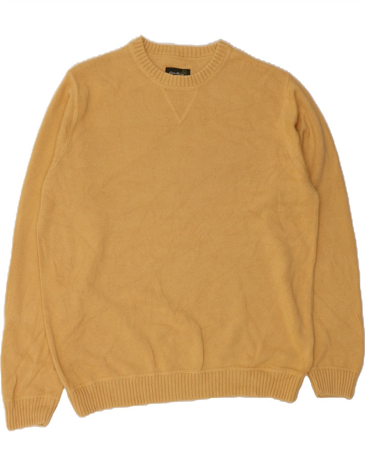 EDDIE BAUER Mens Tall Crew Neck Jumper Sweater XL Yellow Cotton Vintage Eddie Bauer and Second-Hand Eddie Bauer from Messina Hembry 