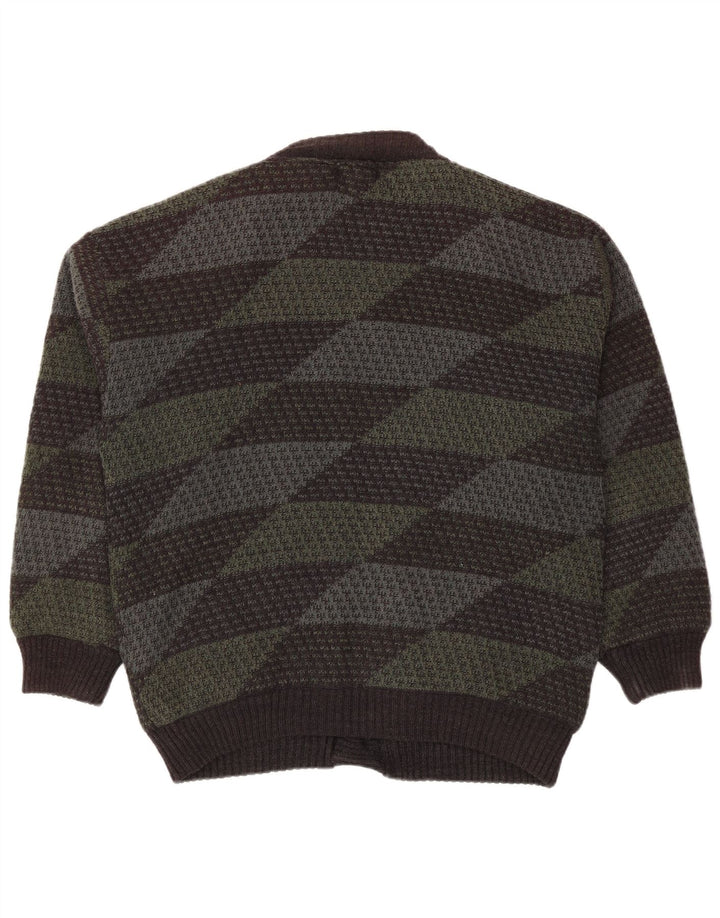 Suéter cardigã masculino Mark Adam IT 48/50 poliacrílico geométrico verde médio