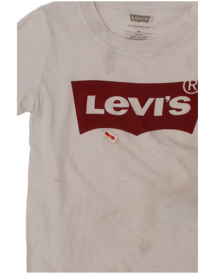 Camiseta gráfica LEVI'S Boys 3-4 anos algodão branco