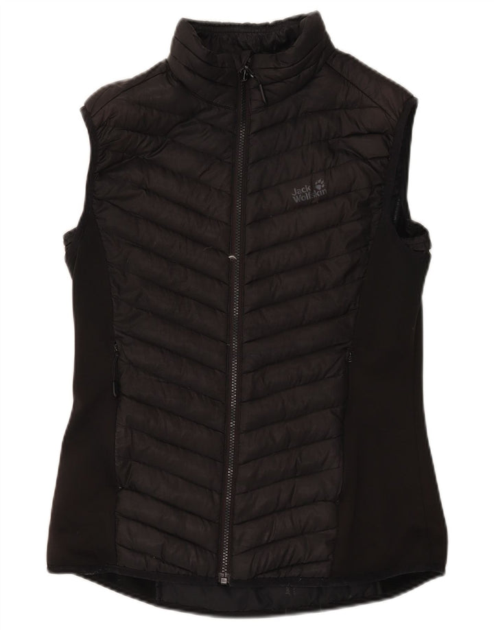 Colete acolchoado feminino Jack Wolfskin UK 12 poliéster preto médio