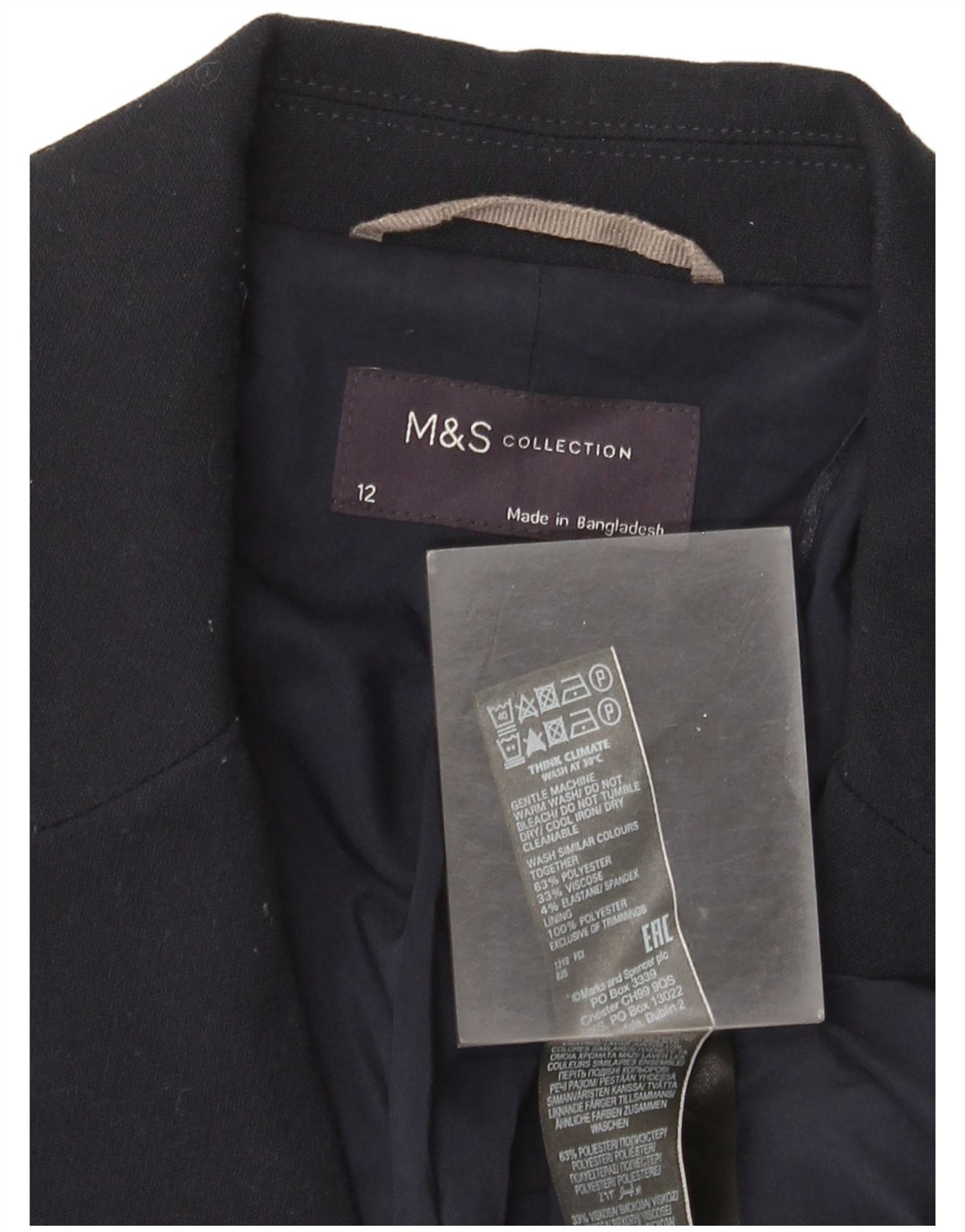 Jaqueta blazer feminina Marks & Spencer com 1 botão Reino Unido 12 médio azul marinho