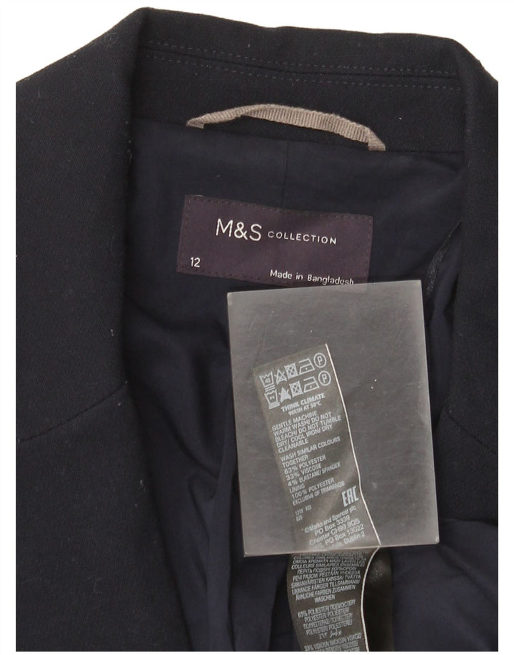 Jaqueta blazer feminina Marks & Spencer com 1 botão Reino Unido 12 médio azul marinho