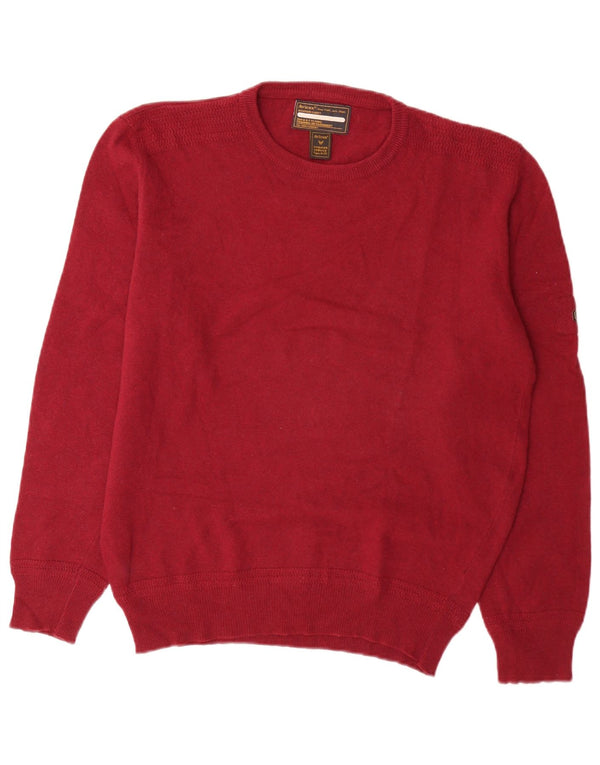 Suéter masculino Avirex com gola redonda XL lã virgem cor de vinho