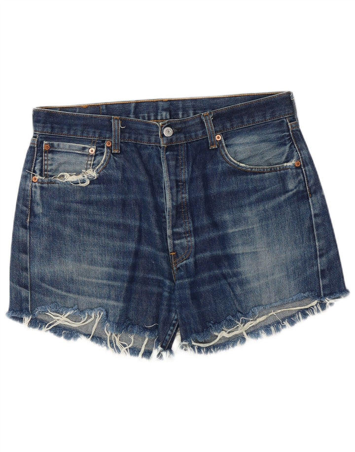 Shorts jeans feminino 501 desgastado da LEVI'S W36 XL azul algodão