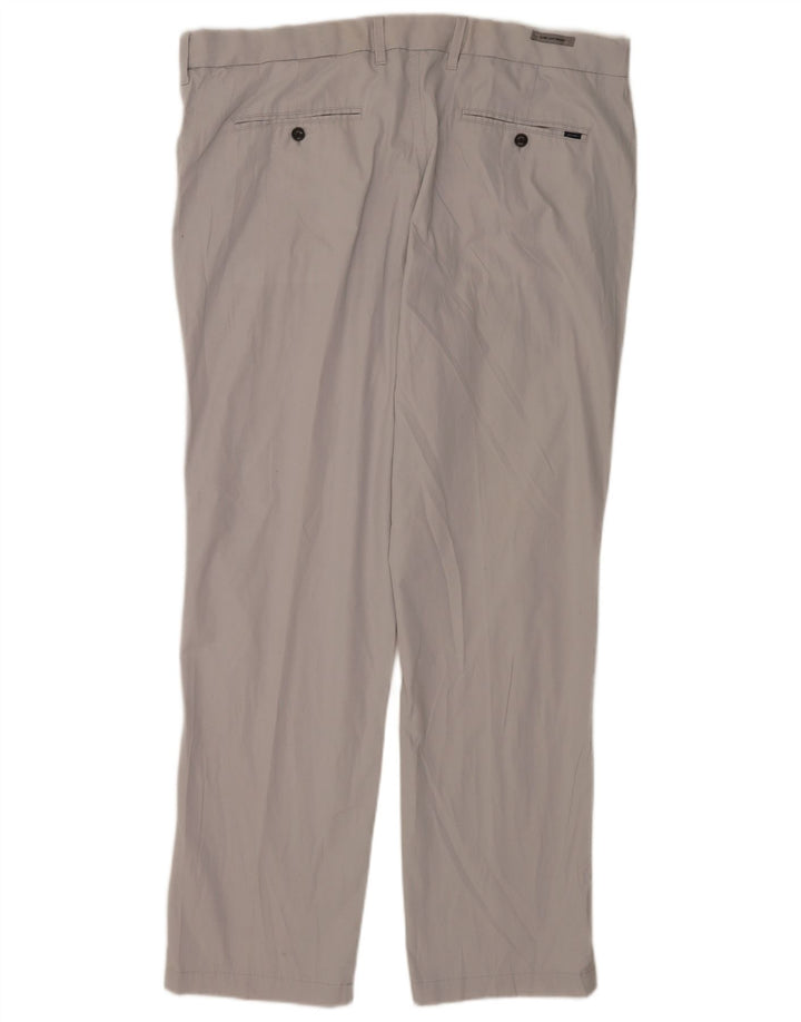 Calça chino reta masculina Marks & Spencer W42 L33 algodão cinza