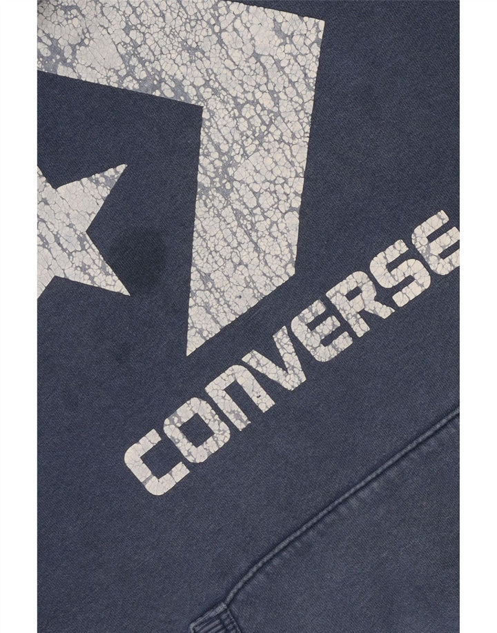 Suéter com capuz gráfico masculino CONVERSE pequeno azul algodão