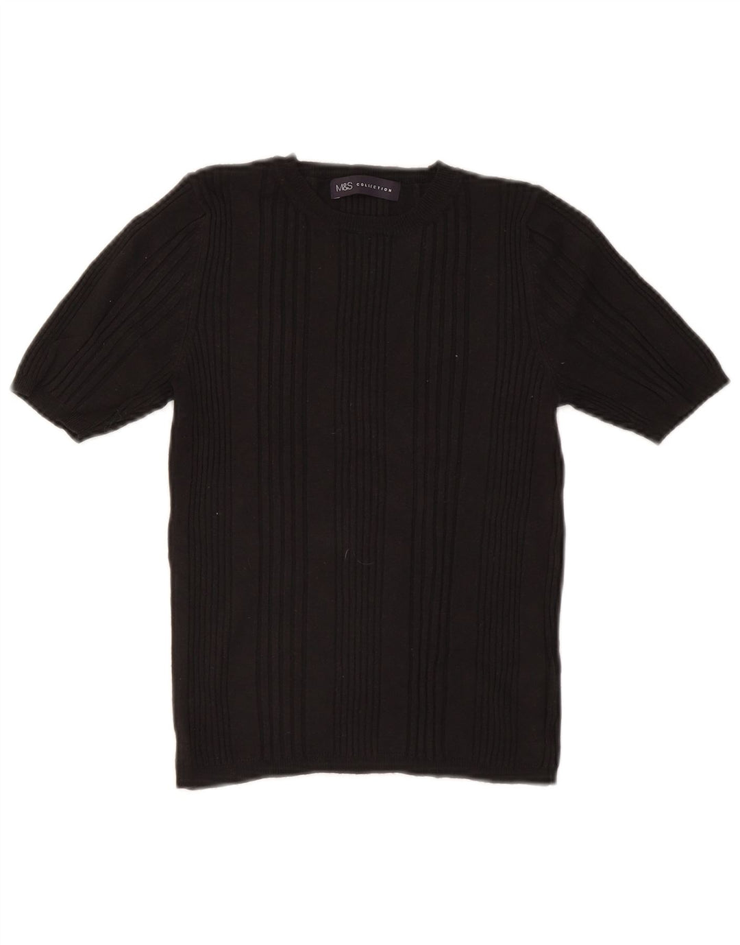 Suéter feminino Marks & Spencer com gola redonda e gola redonda Reino Unido 10 pequeno preto
