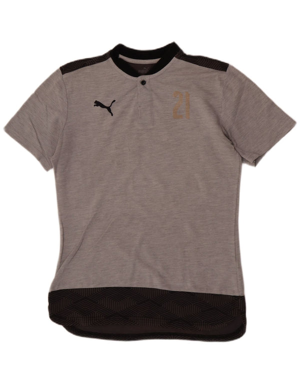 Camiseta masculina Puma Graphic Top cinza médio algodão colorblock