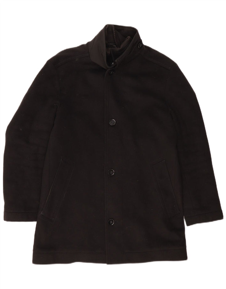 Sobretudo masculino Hugo Boss EU 48 lã preta média