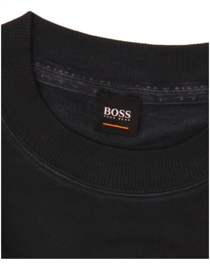 Hugo Boss moletom gráfico masculino jumper médio algodão preto