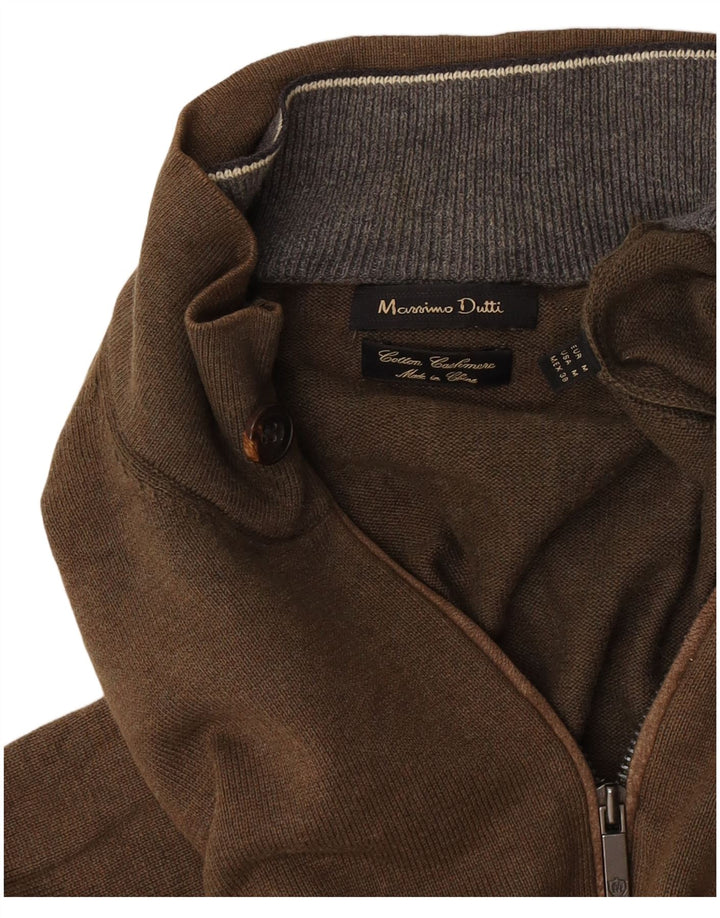 Suéter masculino Massimo Dutti com zíper e gola média cáqui
