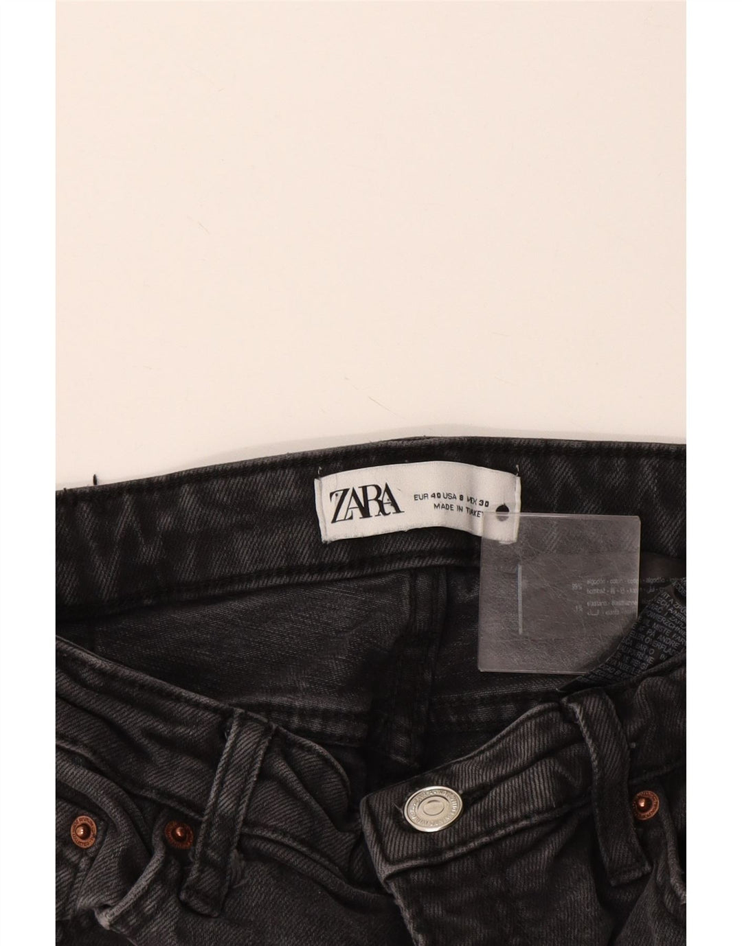 Calça jeans reta feminina Zara EU 40 médio W30 L26 algodão cinza