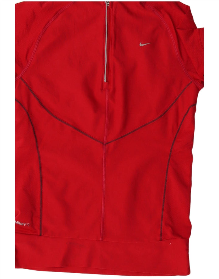 Nike Womens Fit Dry Manga Curta Pulôver Treino Top Reino Unido 4/6 Pequeno Vermelho