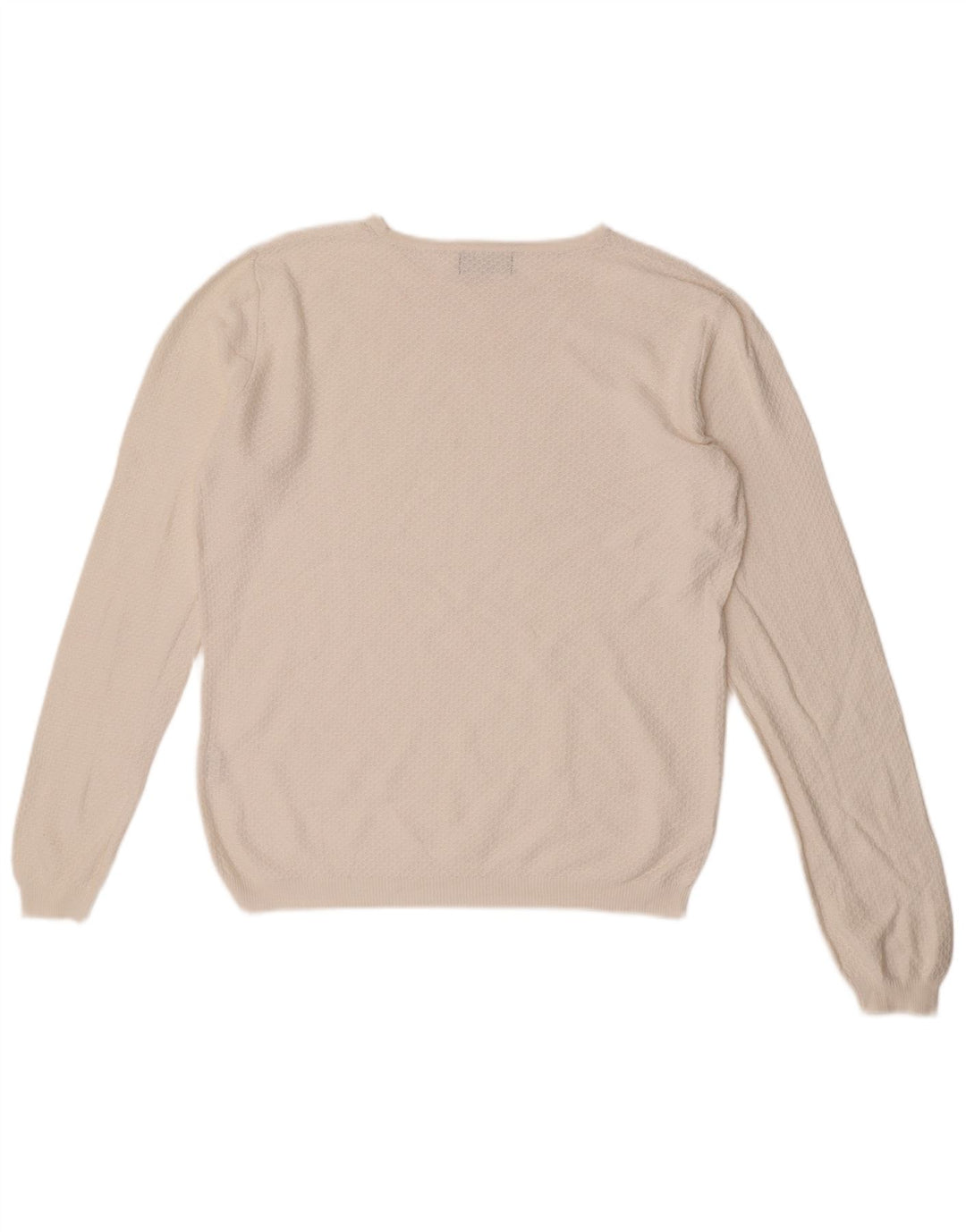 Zara Suéter masculino com gola redonda, algodão geométrico branco médio