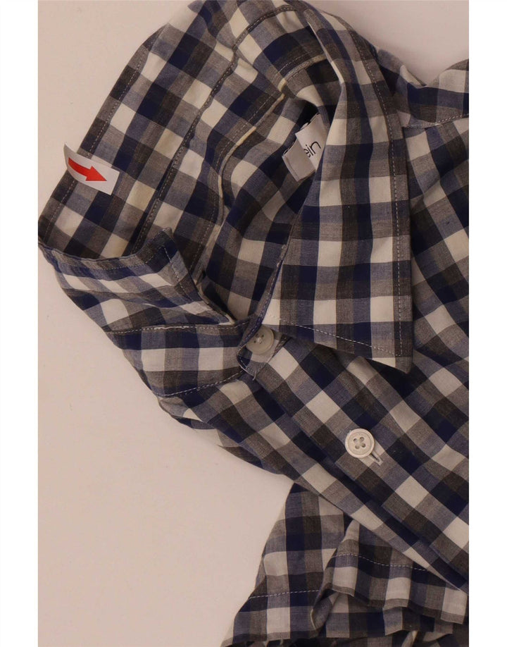 Camisa masculina de manga curta Calvin Klein azul médio algodão guingão