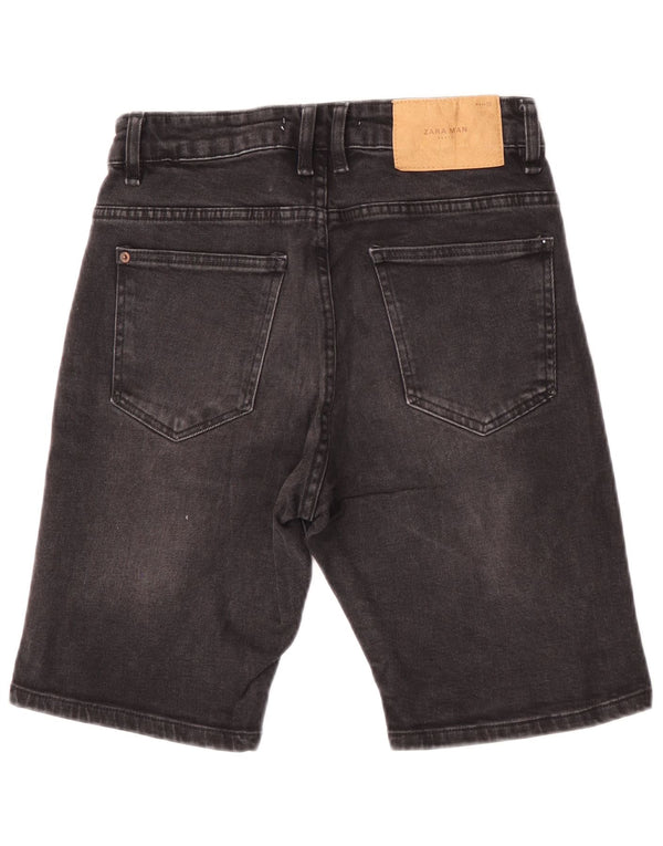 Zara Mens Denim Shorts EU 38 Small W30 Black Cotton