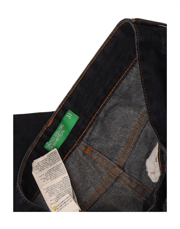 Benetton Mens Slim Jeans W31 L31 Azul Marinho Algodão