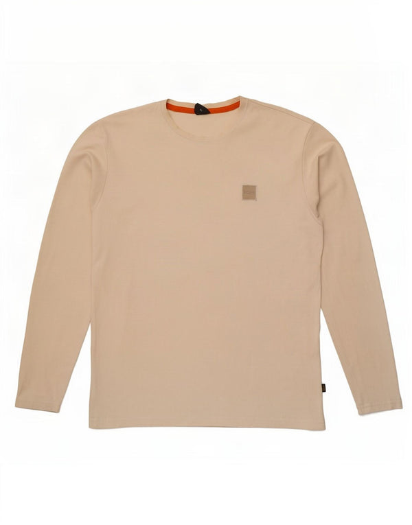 Hugo Boss Mens Top Manga Longa Grande Algodão Off White