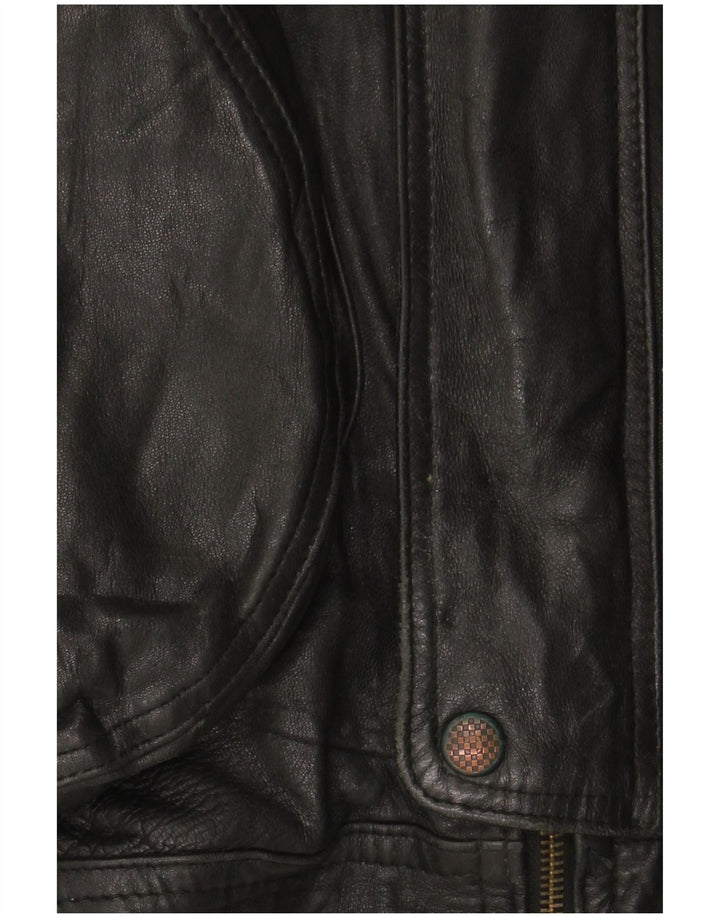 Jaqueta de couro masculina vintage UK 42 XL couro preto