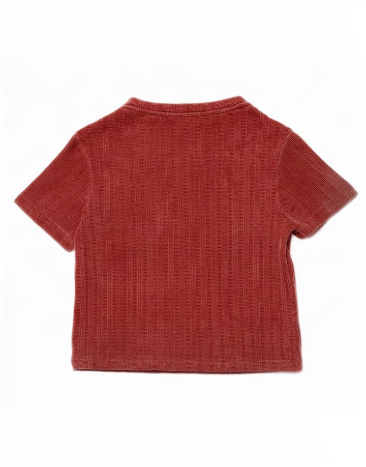 Blusa feminina de veludo Zara Top UK 10 pequeno poliéster vermelho