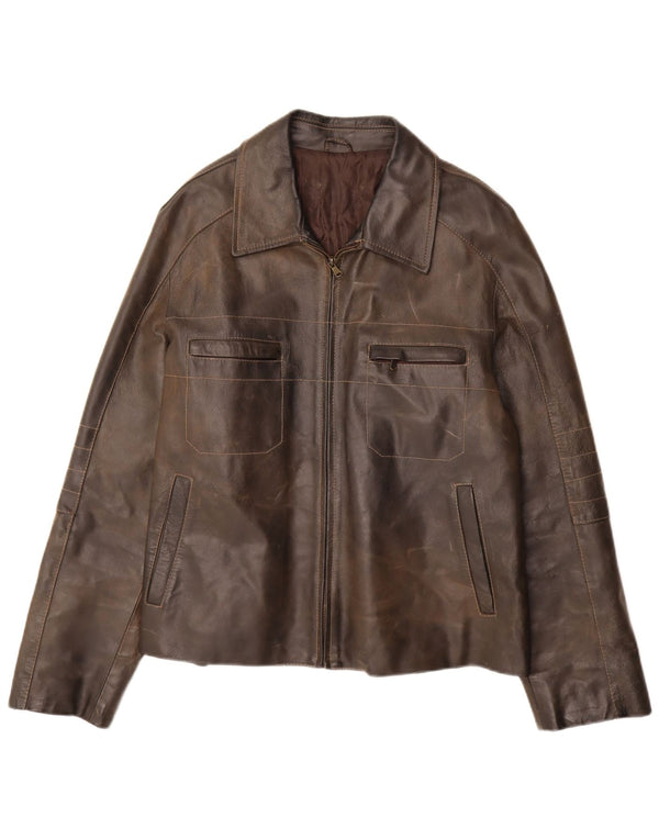 Jaqueta de couro masculina vintage UK 38 couro marrom médio