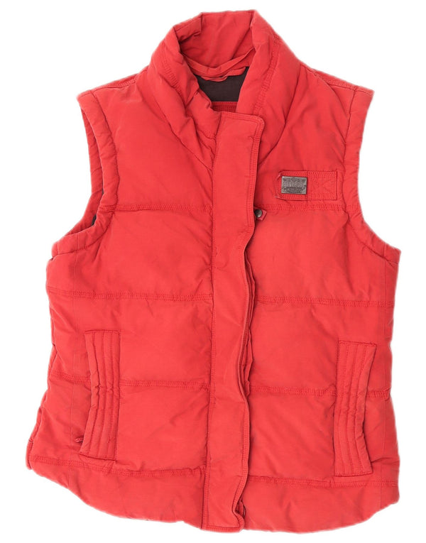 Colete acolchoado feminino Superdry UK 16 grande algodão vermelho