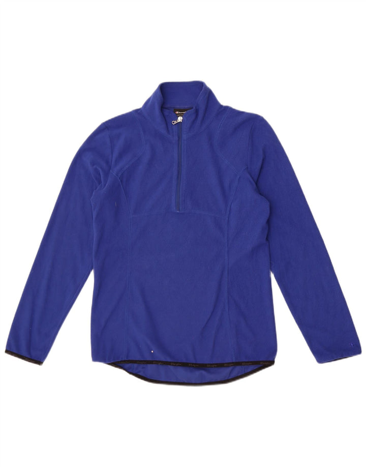 Jumper de lã feminino Champion com zíper e gola UK 12 azul médio