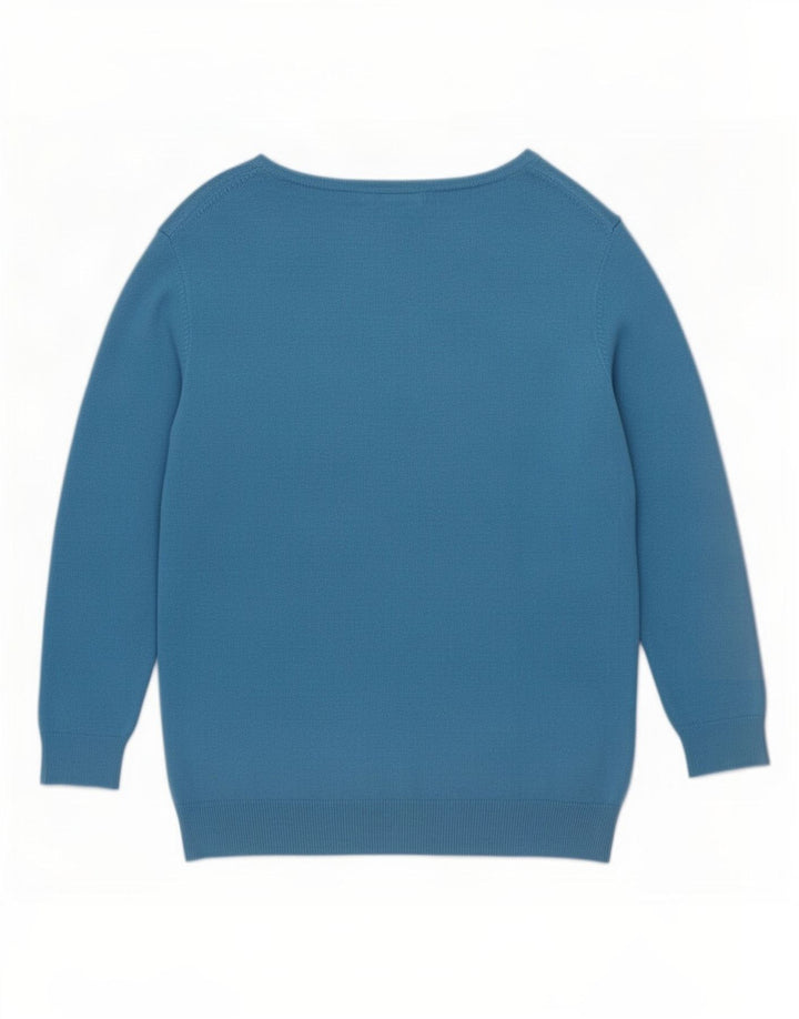 Suéter feminino Marks & Spencer grande com decote em V Reino Unido 12 azul médio