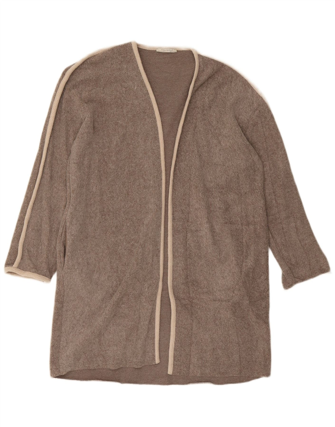 Suéter cardigã aberto Zara feminino oversized longline Reino Unido 10 pequeno marrom