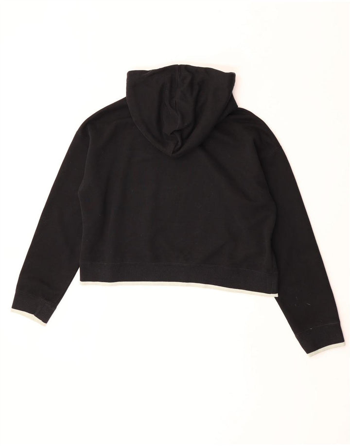 Adidas Womens Crop Oversized Hoodie Jumper Reino Unido 10 Pequeno Poliéster Preto