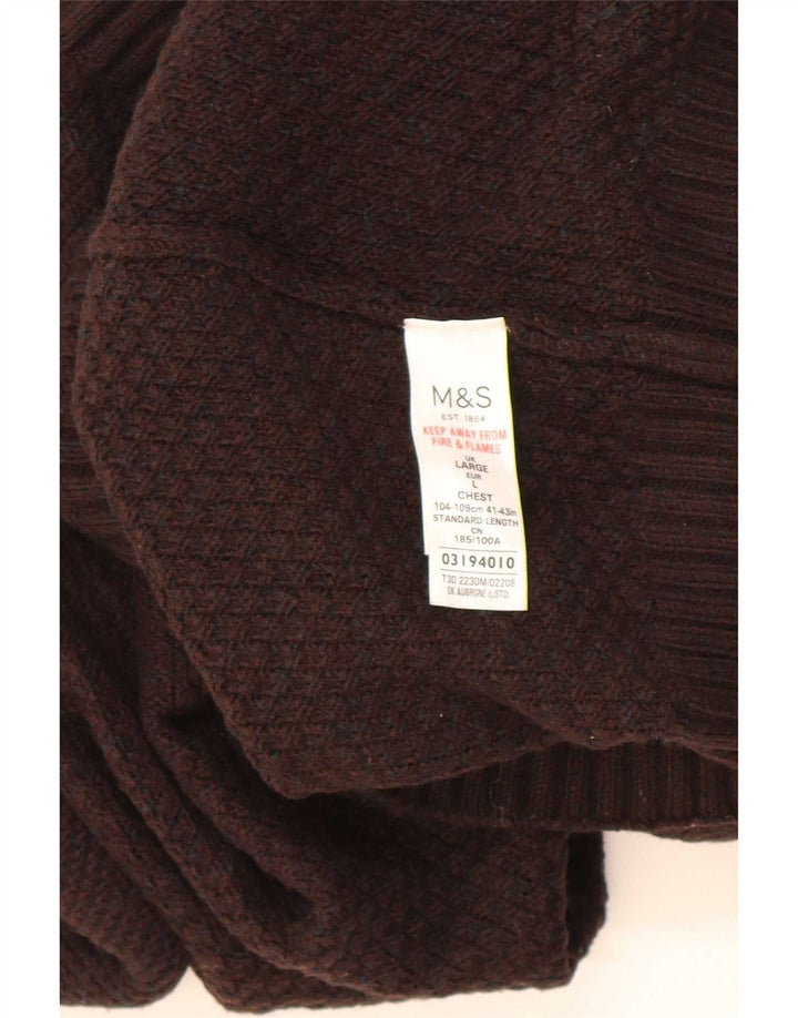 Suéter cardigã masculino Marks & Spencer grande acrílico marrom