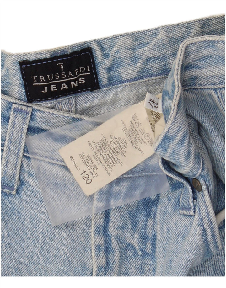 Jeans TRUSSARDI feminino 120 Tapered IT 47 grande W33 L27 algodão azul