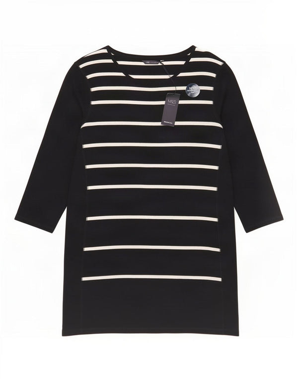 Marks & Spencer Womens 3/4 Sleeve Jumper Dress UK 18 XL Black Striped