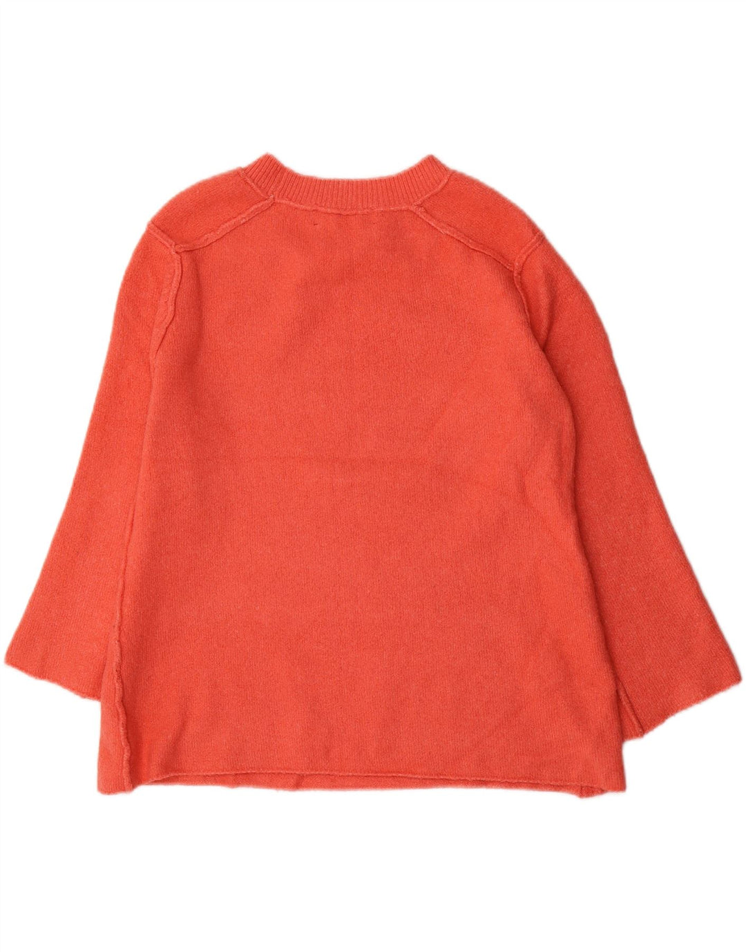 Zara Suéter feminino superdimensionado com gola canoa Reino Unido 10 poliéster laranja pequeno