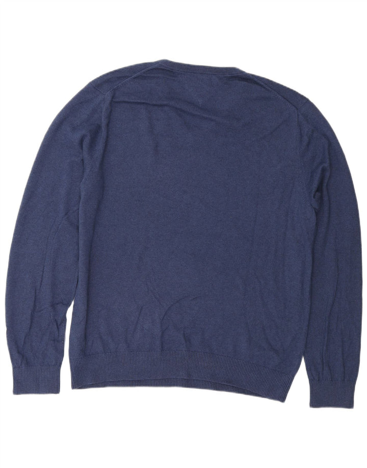 Suéter masculino TOMMY HILFIGER com decote em V 2XL algodão azul marinho