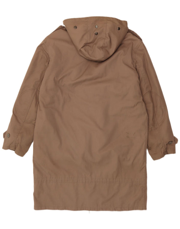 Jaqueta masculina vintage Sherpa Parka com capuz IT 54 2XL poliéster marrom