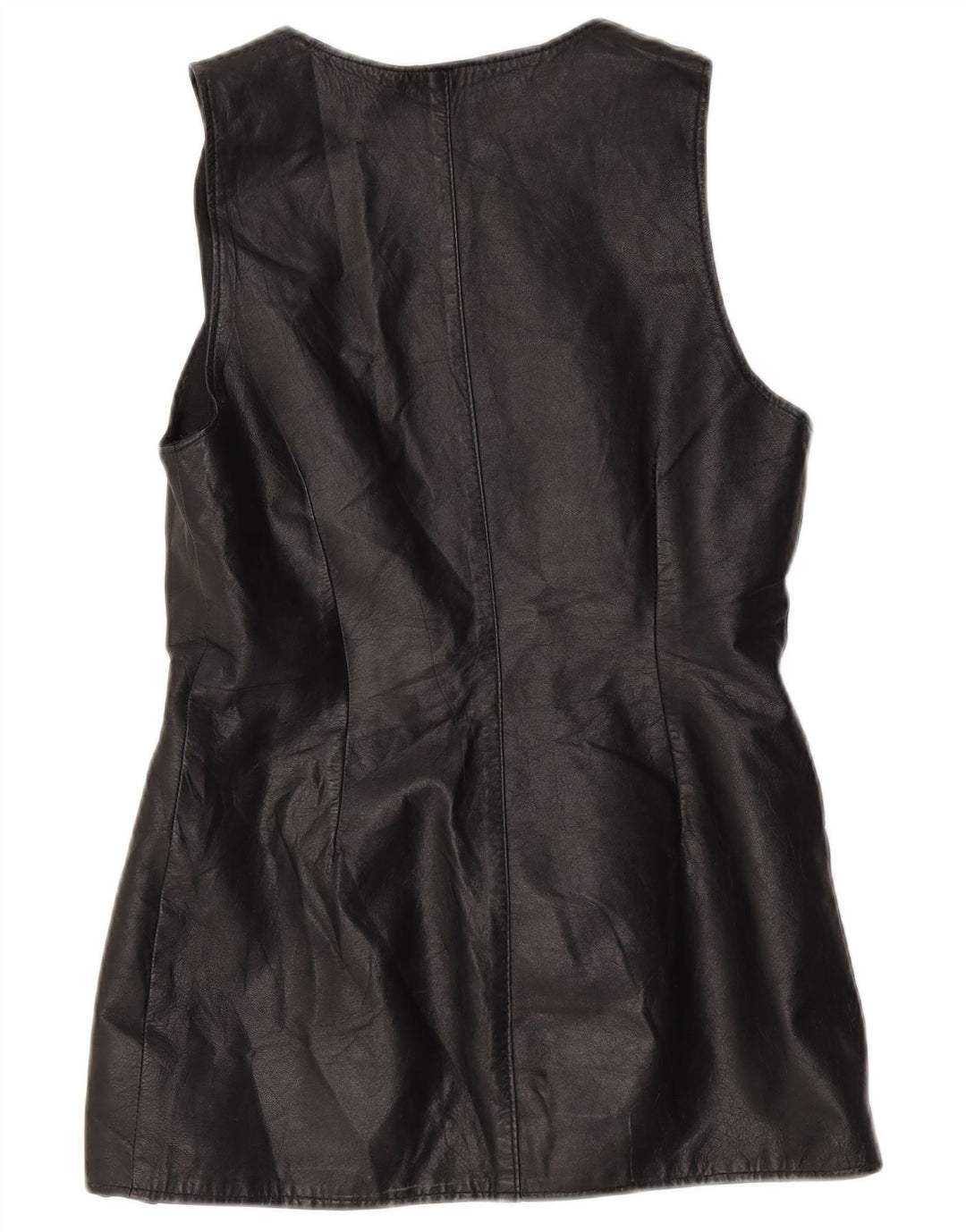 Colete de couro feminino vintage UK 10 pequeno preto