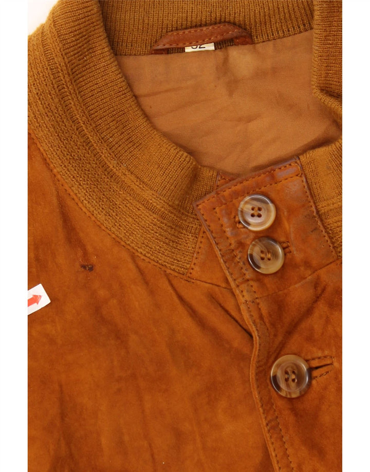 Jaqueta bomber masculina vintage de camurça IT 52 XL couro marrom