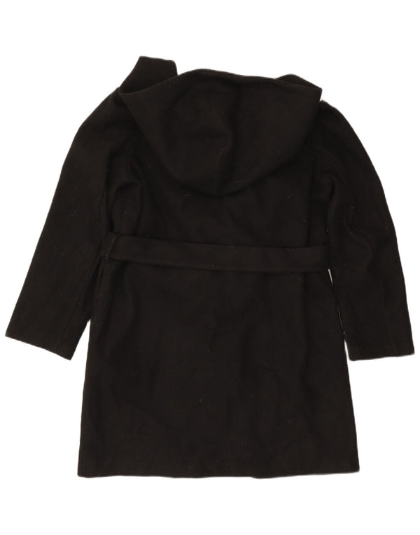 Sobretudo feminino com capuz Zara UK 14 poliéster preto médio