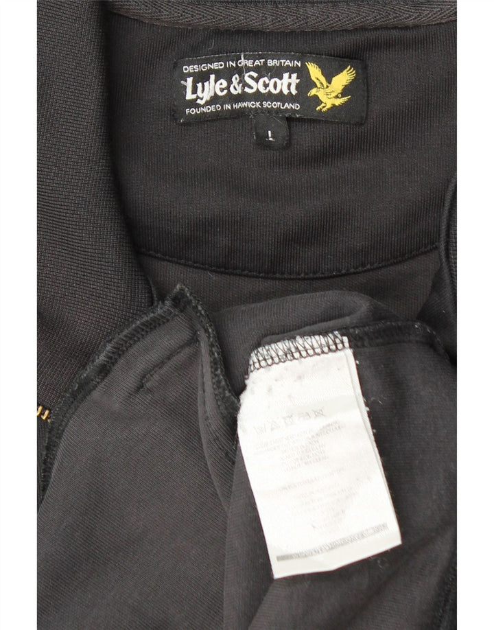 Lyle & Scott Jaqueta masculina de agasalho grande poliéster preto