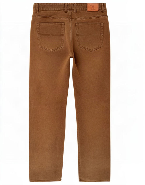 Gant Mens Jason Distressed Regular Fit Straight Jeans W38 L36 Algodão Bege