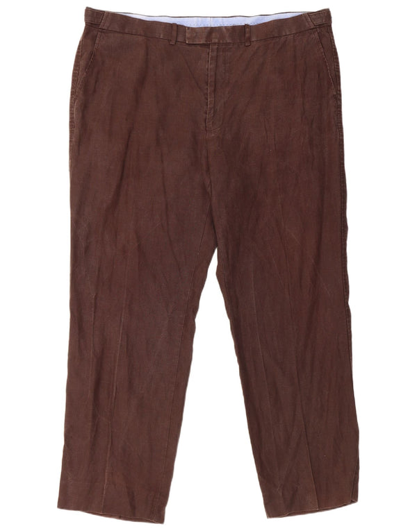 Calça masculina de terno reto sob medida Marks & Spencer W42 L31 linho marrom