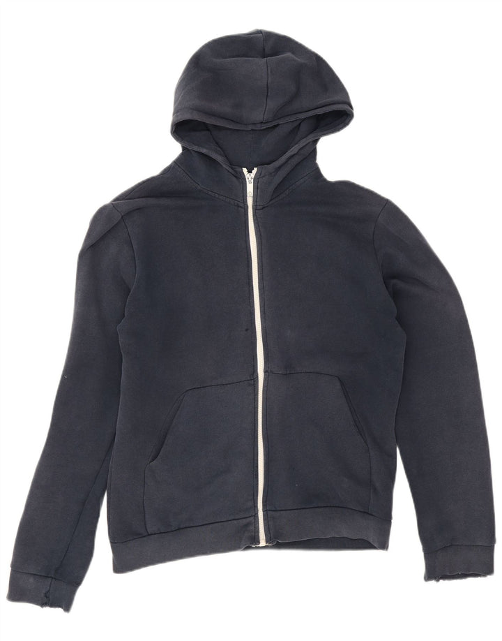 Zara Suéter masculino com capuz e zíper médio azul marinho algodão