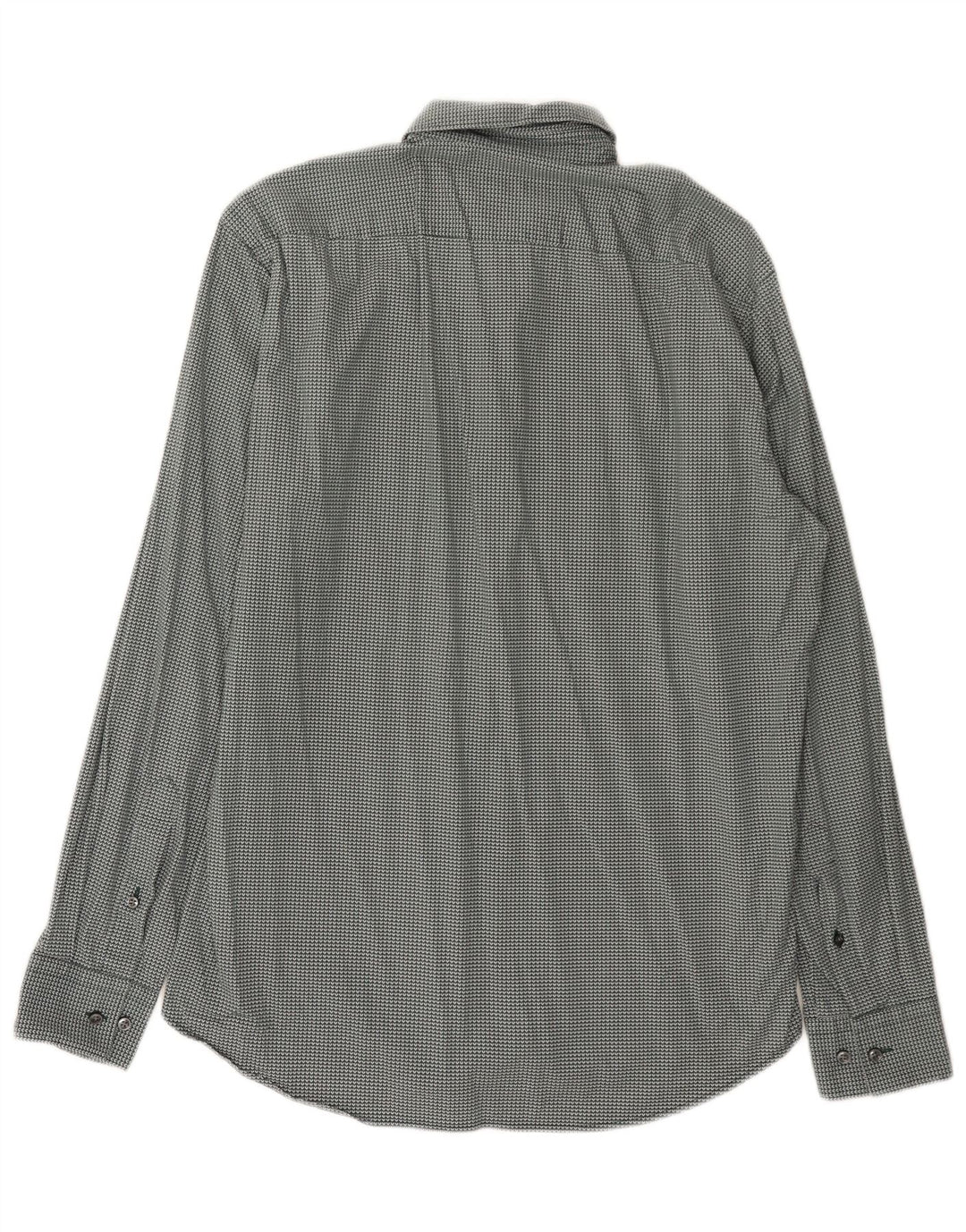 Camisa masculina Hugo Boss Regular Fit tamanho 40 15 3/4 verde médio geométrico