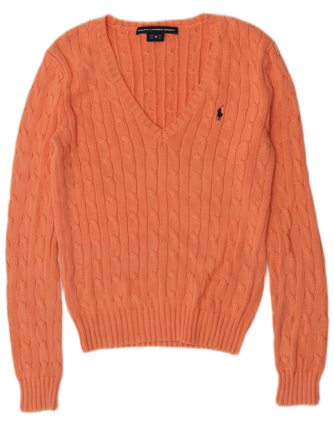 Suéter feminino Ralph Lauren com decote em V Reino Unido 12 médio laranja