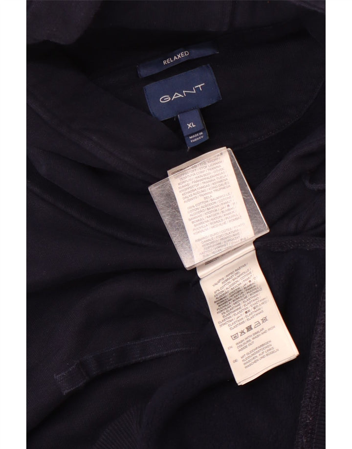 Suéter masculino GANT com capuz e ajuste relaxado XL azul marinho algodão