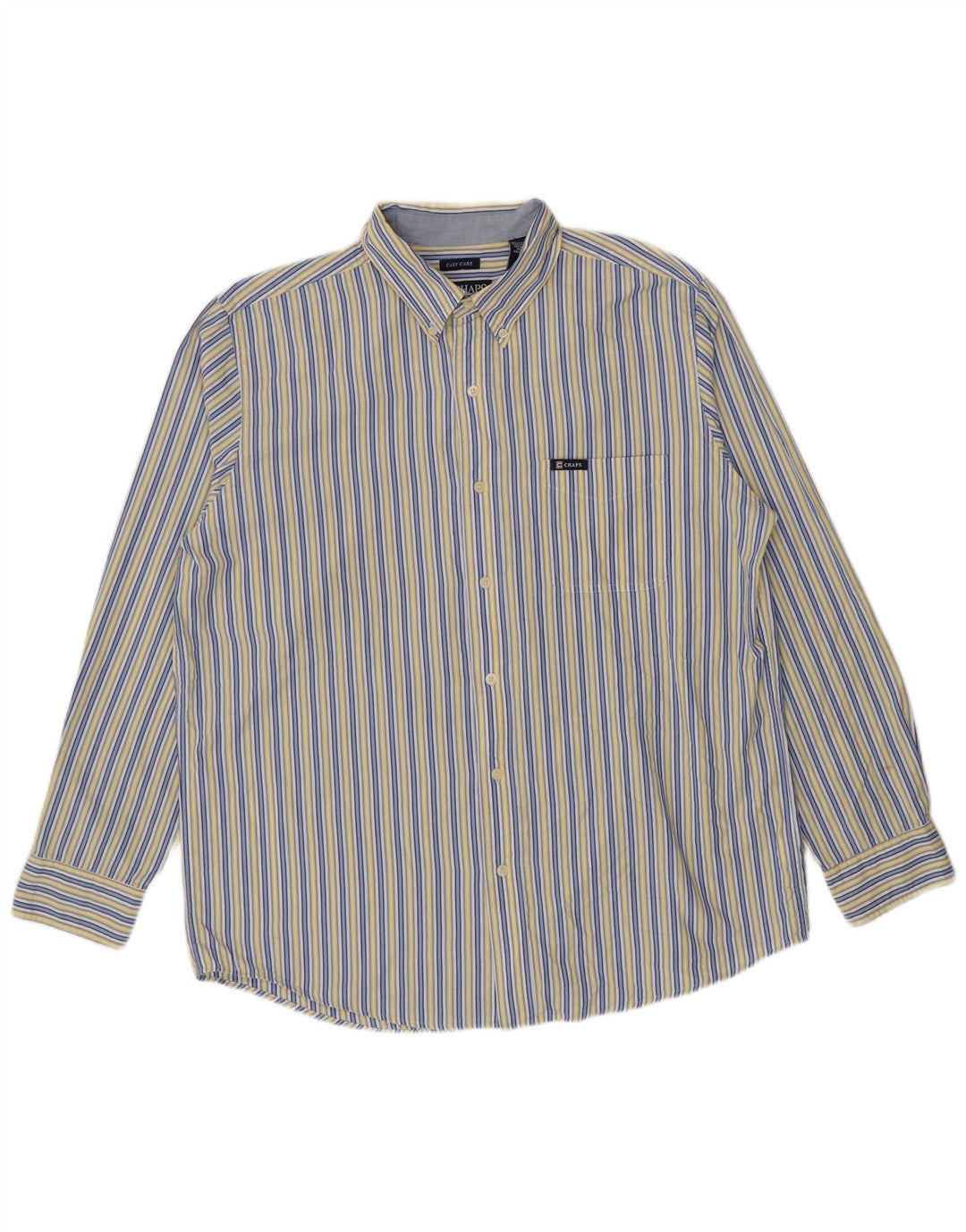 Camisa masculina Chaps Easy Care grande algodão listrado azul